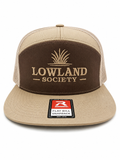 Lowland Society Marsh Logo Flat Bill Snapback Hat-Brown Khaki